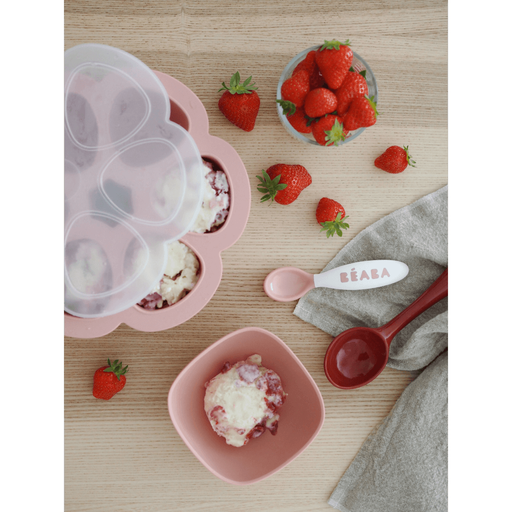 Beaba Silicone Multiportion Tray with Airtight Lid for Baby Food Storage - Ideal Container for Storing Snacks & Baby Meals, Easy Grip, Freezer & Microwave Safe, 6 Servings of 150ml Each