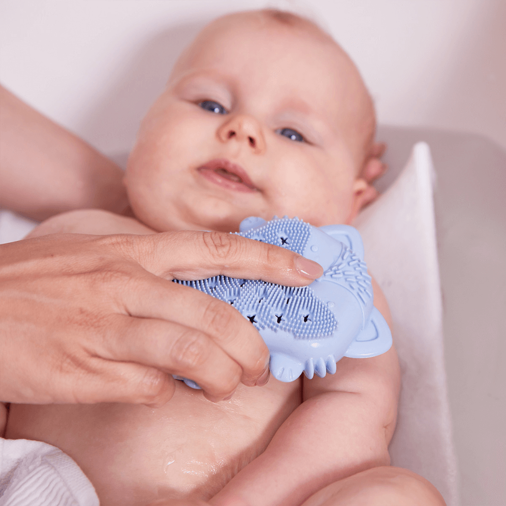 B.Box Soft Silicone Bath Brush for New Born Baby - Soft Bristles for Easy Cradle Cap Care