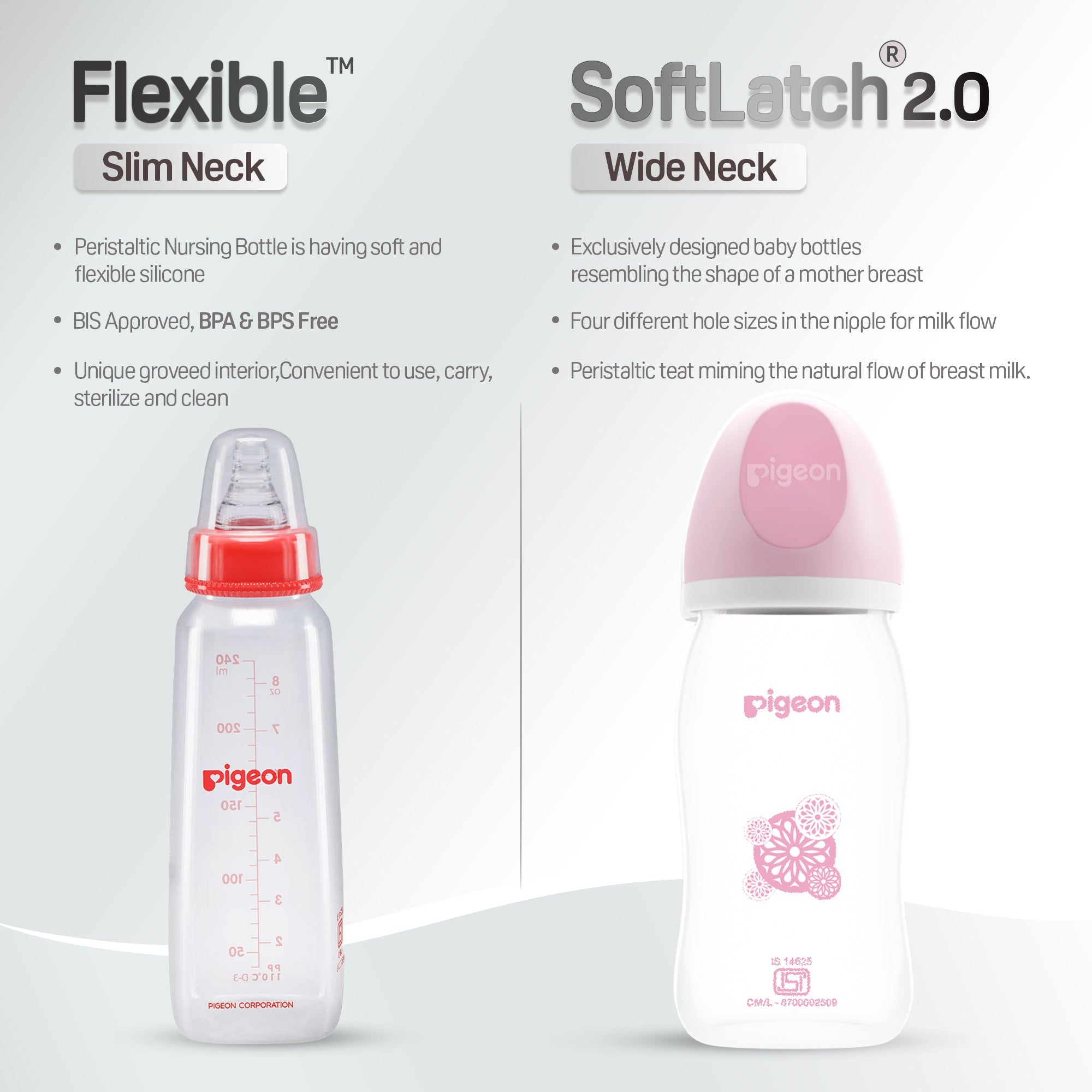 Pigeon Softlatch 2.0 Nursing Bottle 240ml pink