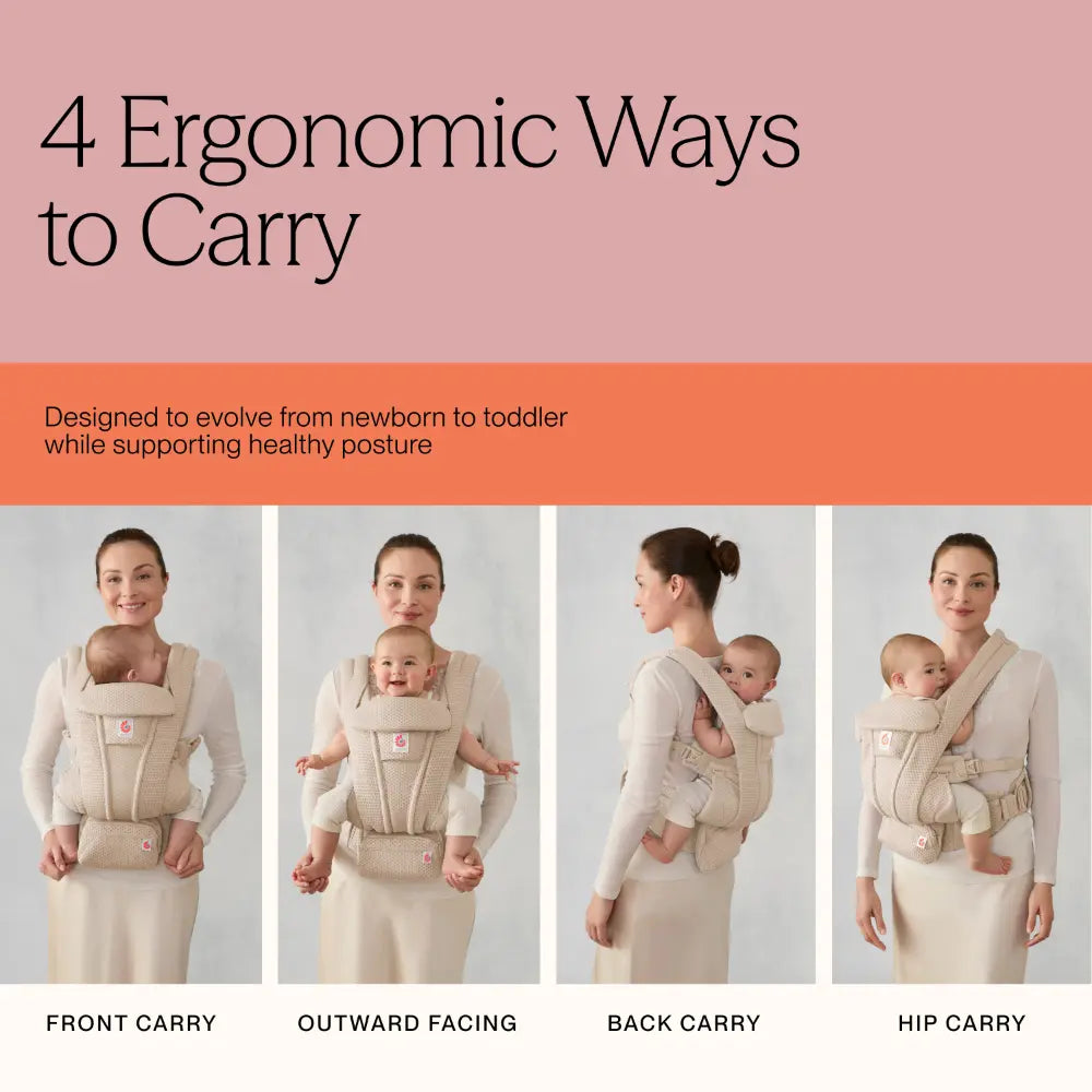 Ergobaby Omni Deluxe Baby Carrier, Lightweight Breathable Soft Mesh, Enhanced Lumbar Support, Adjustable Waistbelt & Cross Straps, Privacy Hood, 4 Carry Positions, 6 Storage Pockets, 3-20Kgs, 0-4 years, Soft Olive
