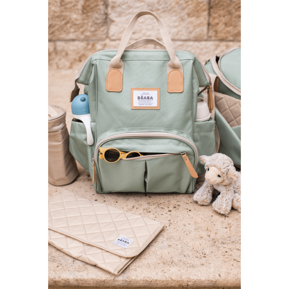 Beaba Wellington Diaper Bag – Stylish Backpack for Moms & Dads – Large Capacity Baby Bag with Changing Mat, Insulated Bottle Holder, Multiple Pockets, Durable, Water-Resistant – Travel & Everyday Use
