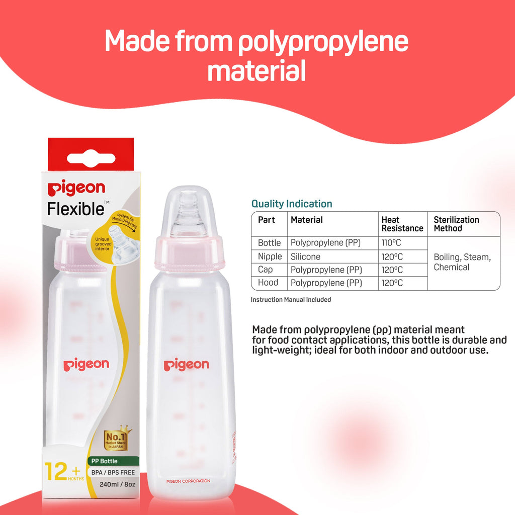 PERISTALTIC NURSING BOTTLE KPP 240ML NIPPLE L