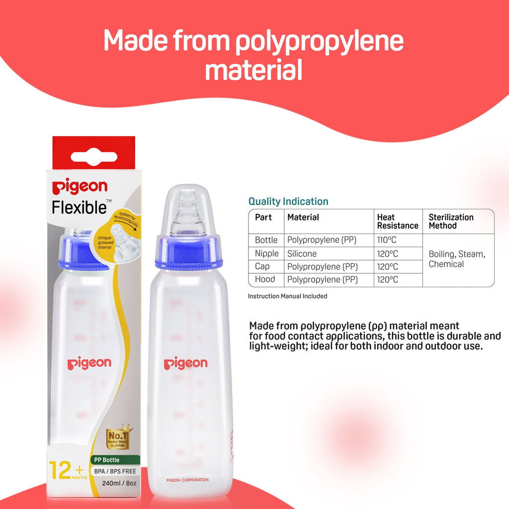 PERISTALTIC NURSING BOTTLE KPP 240ML NIPPLE LL