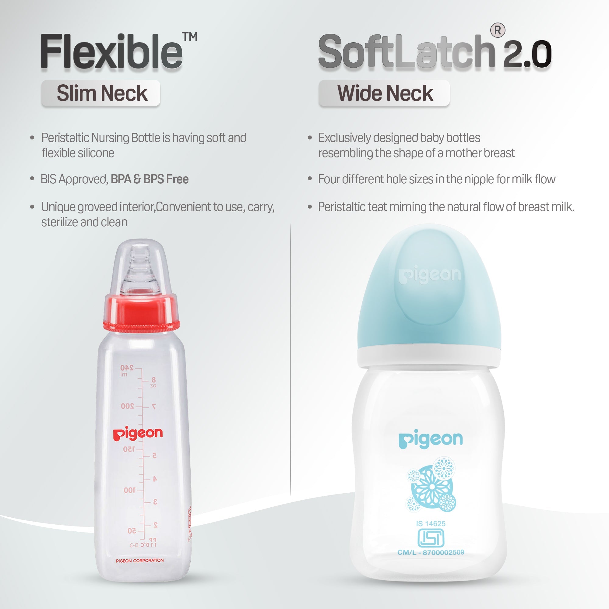 Pigeon Softlatch 2.0 nursing bottle 160ml blue