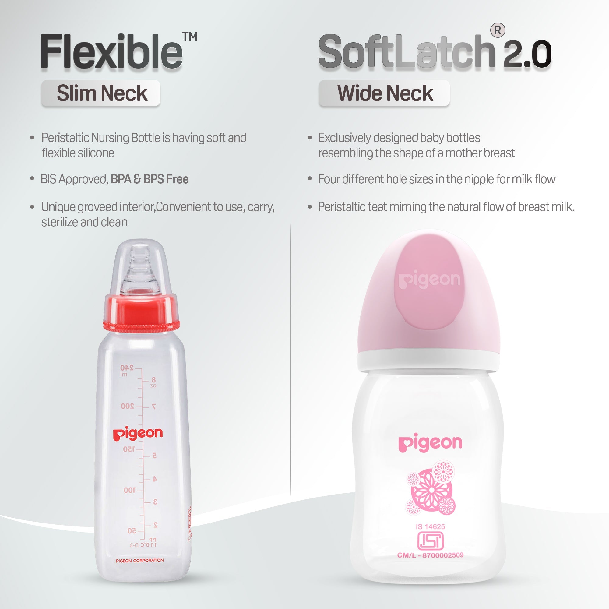 Pigeon Softlatch 2.0 pp nursing bottle 160ml pink