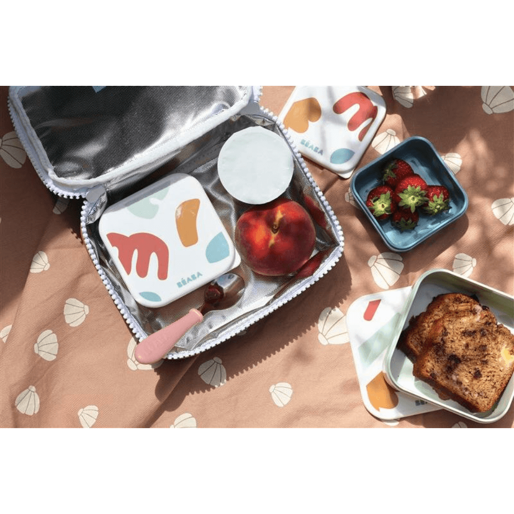 Beaba Snack Box - Easy-to-Open Lids, Stackable, Lightweight, Leak-Resistant, Ideal for Kids Lunches & Snacks Containers and Microwave Safe, Travel Friendly, Set of 3, (500ml, 350ml, 230ml), Multicolor