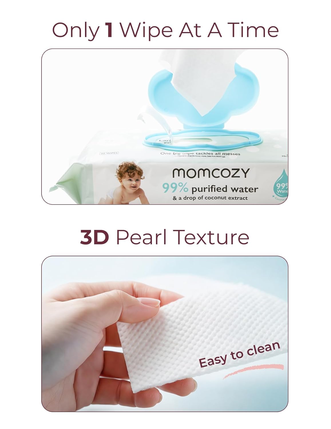 Momcozy Water Wipes-Extra Large Size Design - 240 Count (4 packs)