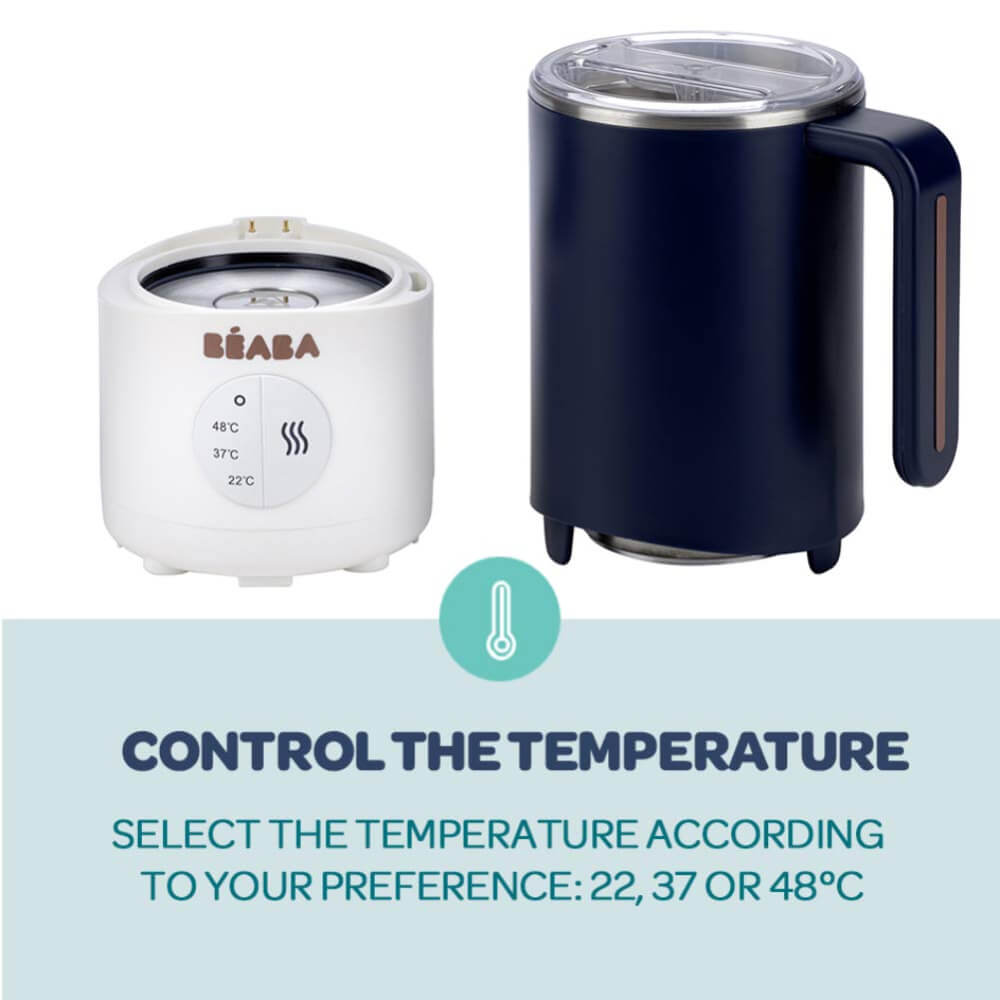 Beaba Milk Prep Bottle and Milk Drink Preparer, Quick Milk Warmer for Formula Breast Milk and Milk Chocolate - Temperature Controlled