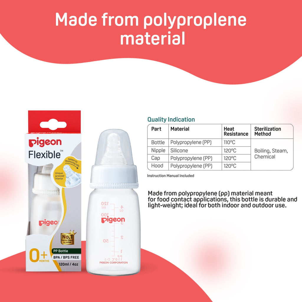 Peristaltic Nursing Bottle Rpp 120ml (White) Nipple S