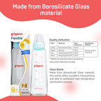 Glass Feeding Bottle 240ml with Add Nipple L