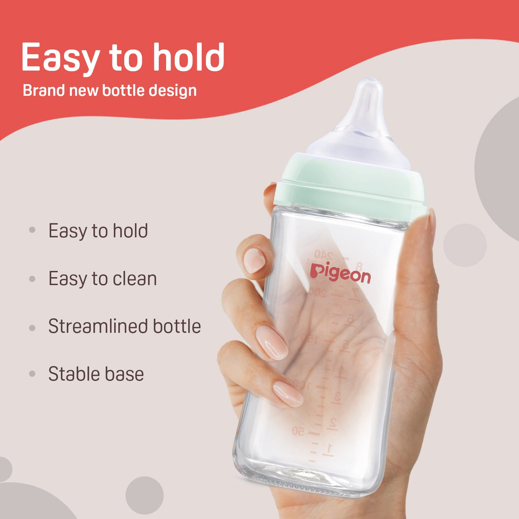 Glass Nursing Bottle with Softlatch Nipple 240ml