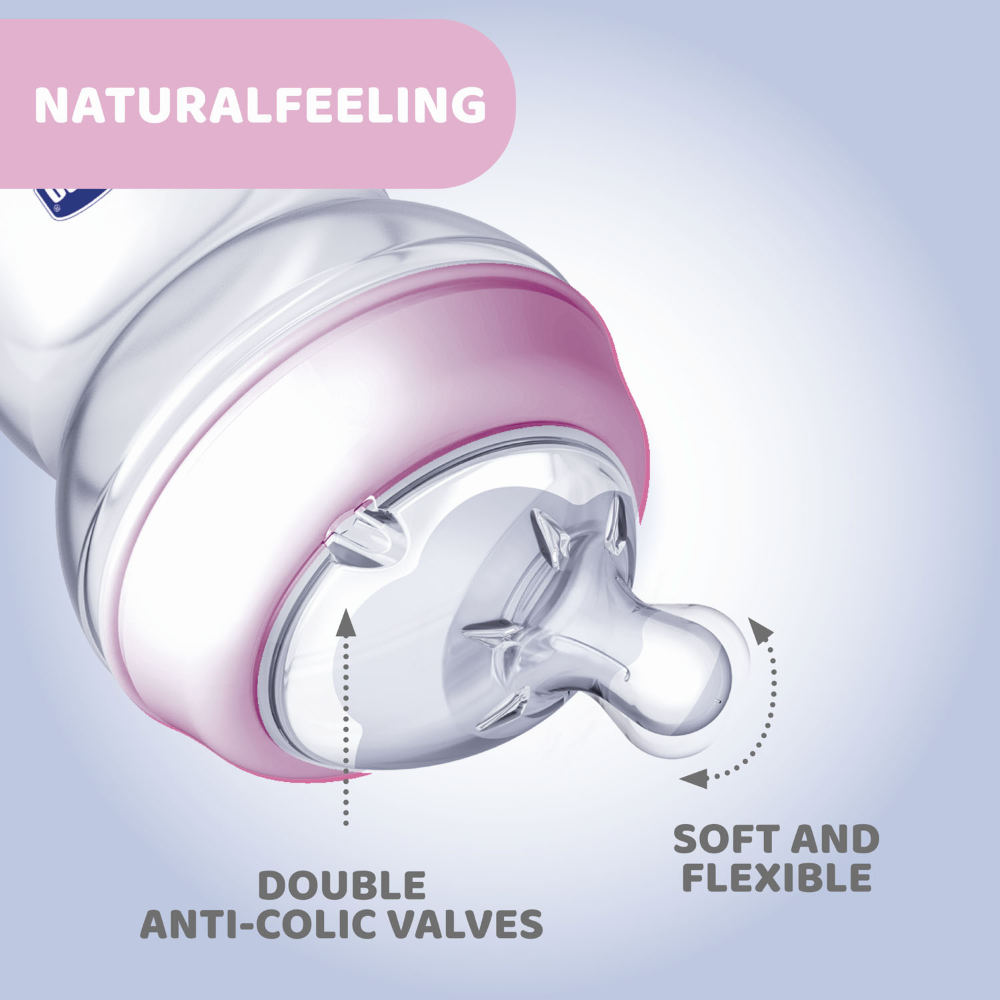 Chicco Natural Feeling Feeding Bottle 0M+ 150ml - Pink