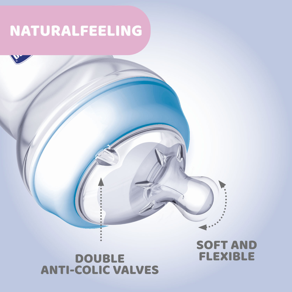 Chicco Natural Feeling Feeding Bottle 2M+ 250ml - Blue