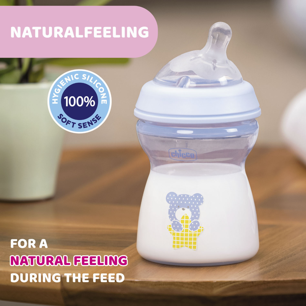 Chicco Natural Feeling Feeding Bottle 2M+ 250ml - Blue