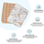 Crane Baby Muslin Swaddle Set of 2 - Ezra Animal & Copper Dash