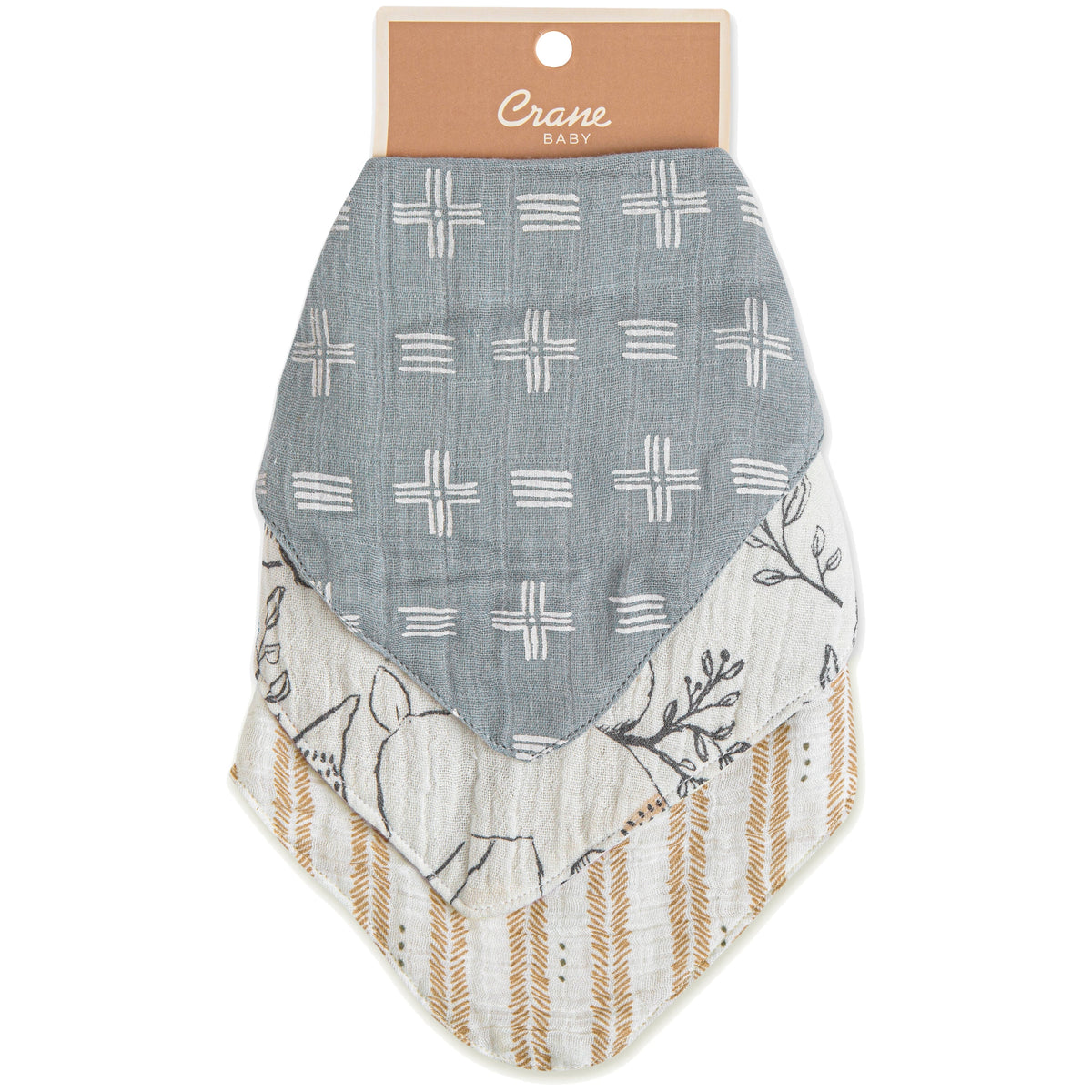Crane Baby Bandana Bib Set - Ezra Animal