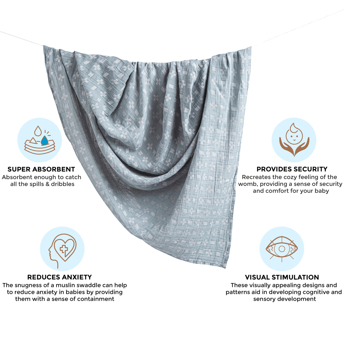 Crane Baby Single Swaddle Wrap - Ezra River Dash