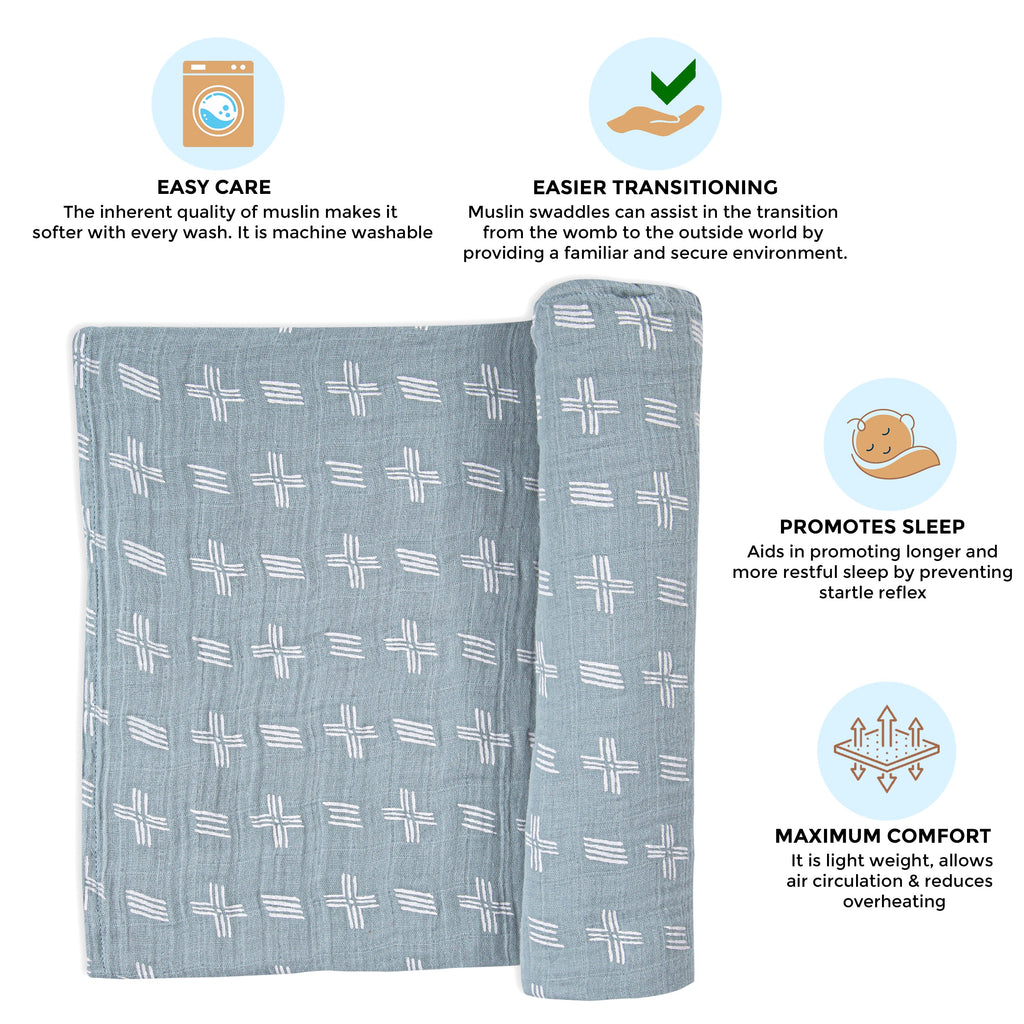Crane Baby Single Swaddle Wrap - Ezra River Dash