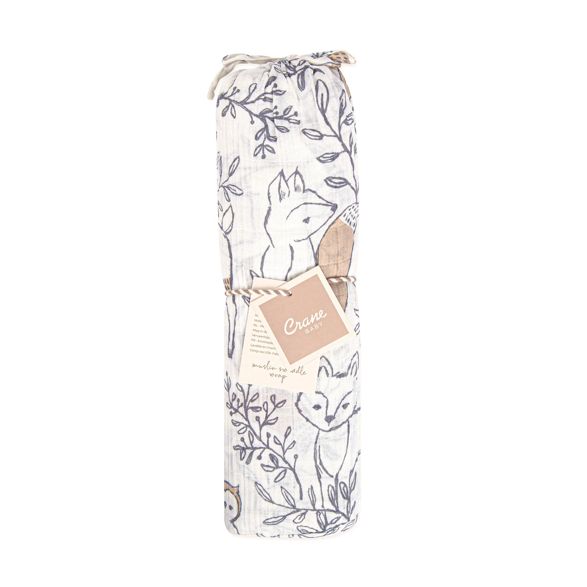 Crane Baby Single Swaddle Wrap - Ezra Animal