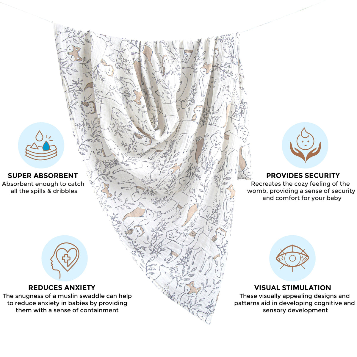 Crane Baby Single Swaddle Wrap - Ezra Animal