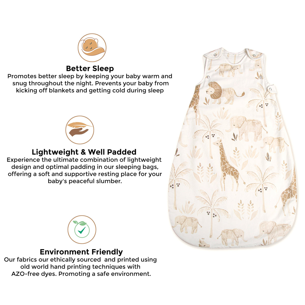 Crane Baby Sleeping Bag - Kendi Safari (Cotton Sateen 0-9mo.)
