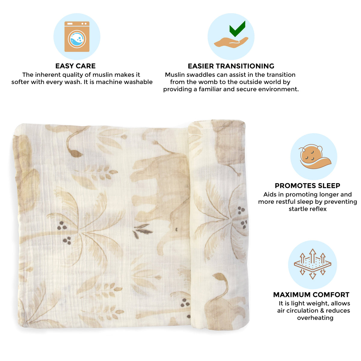 Crane Baby Single Swaddle Wrap - Kendi Safari