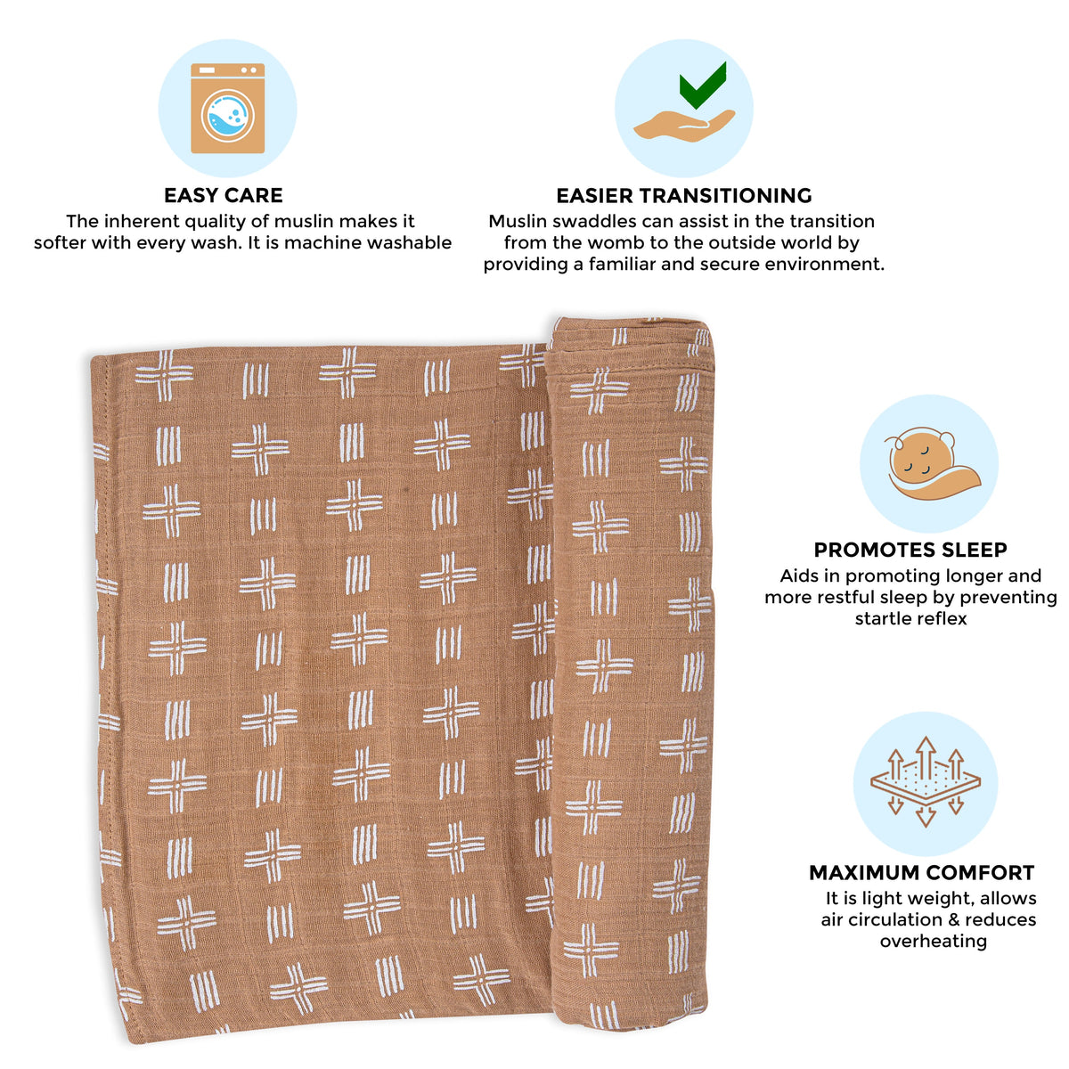Crane Baby Single Swaddle Wrap - Kendi Copper Dash