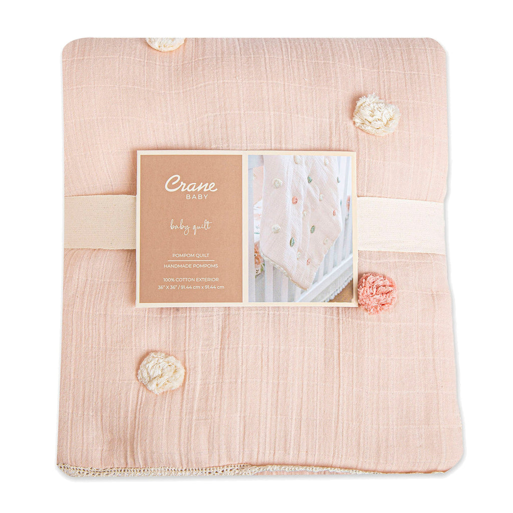 Crane Baby Pom Pom Quilted Blanket - Parker