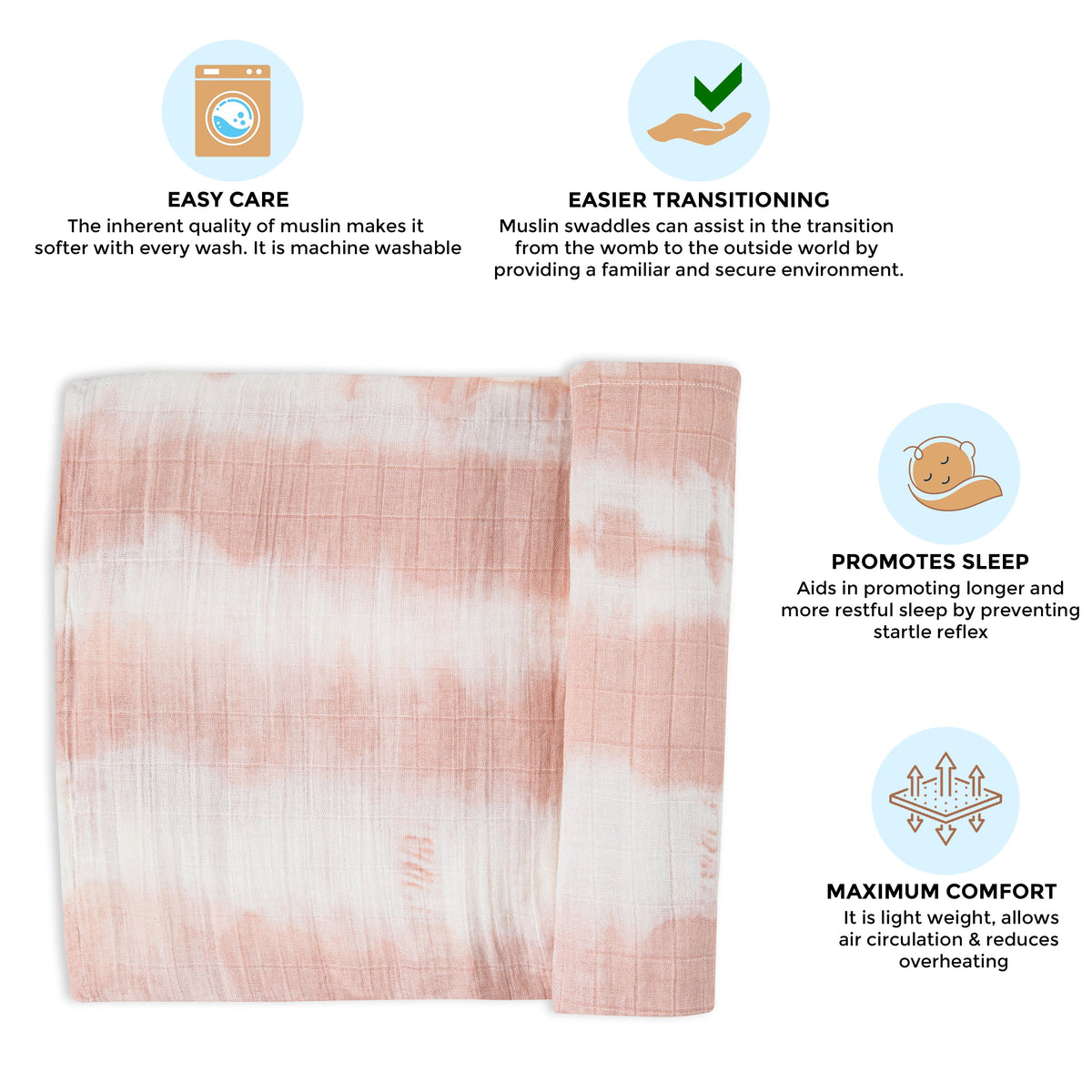 Crane Baby Single Swaddle Wrap - Parker Tie-Dye