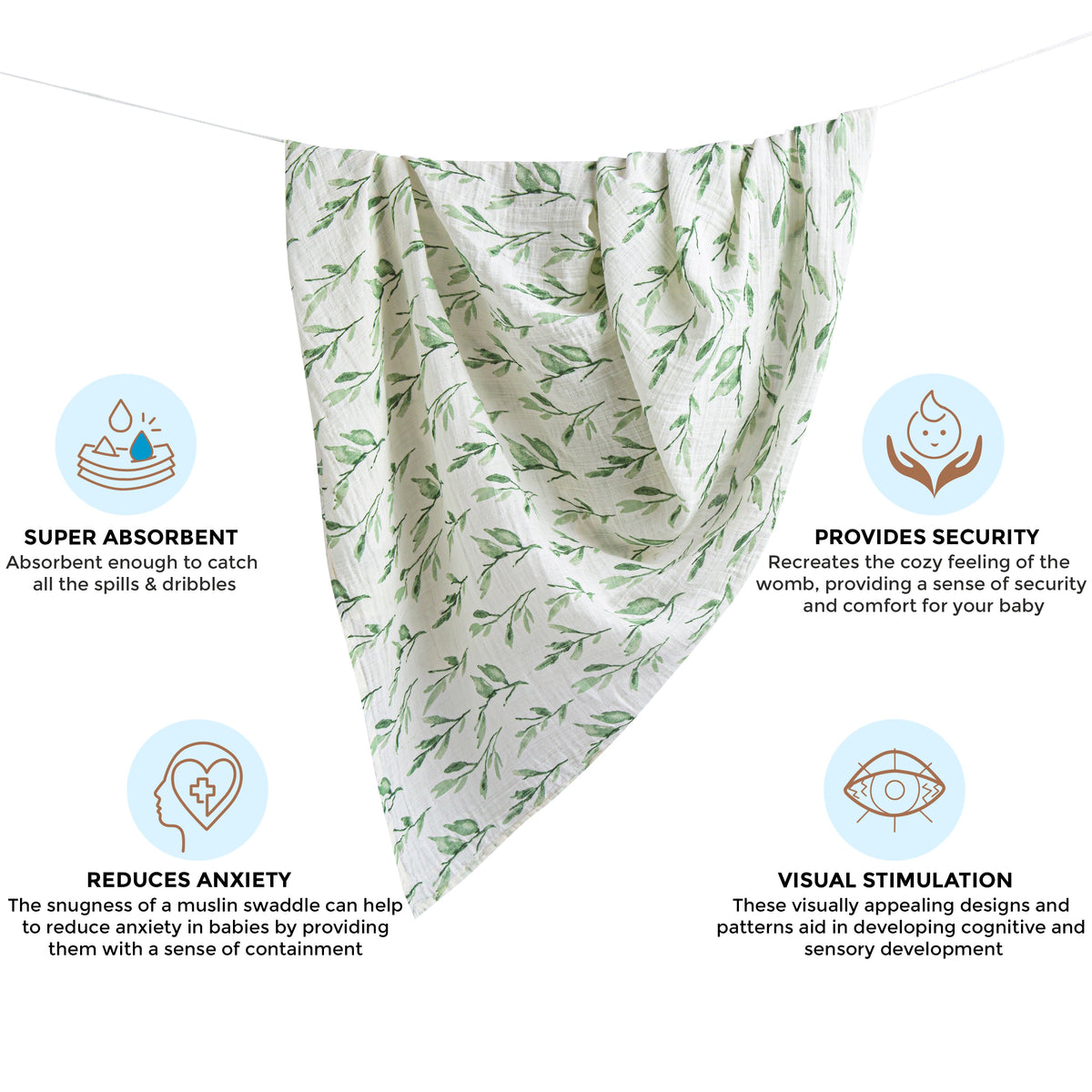 Crane Baby Single Swaddle Wrap - Parker Leaf