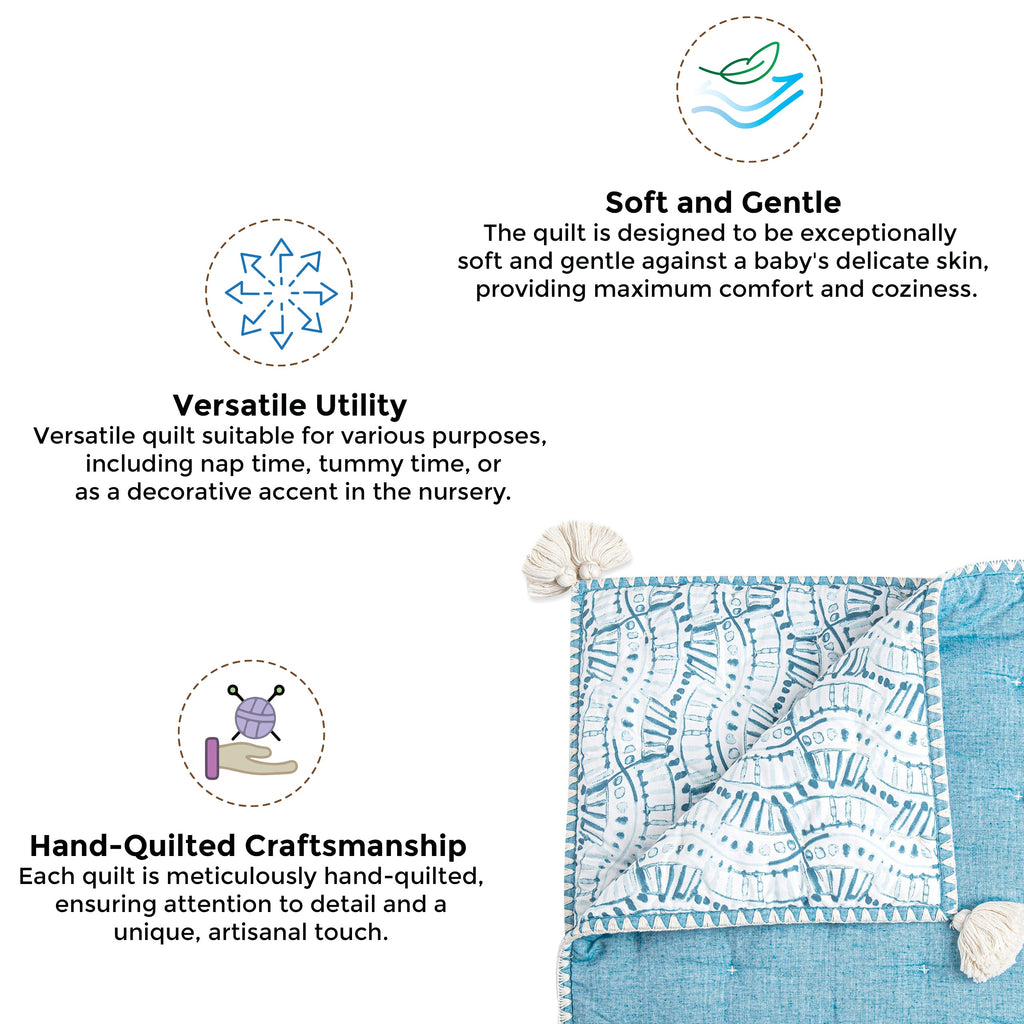 Crane Baby Quilted Blanket - Caspian