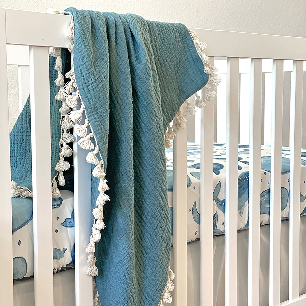 Crane Baby Crib Sheet - Caspian Whale