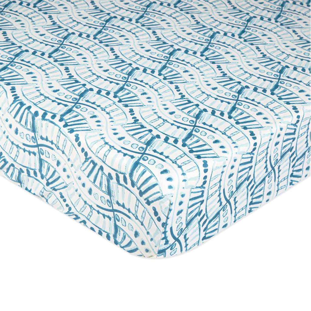 Crane Baby Crib Sheet - Caspian Indigo