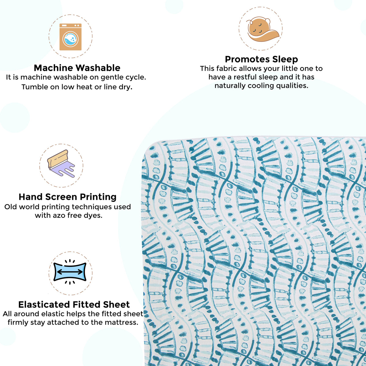 Crane Baby Crib Sheet - Caspian Indigo