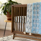 Crane Baby Crib Sheet - Caspian Indigo