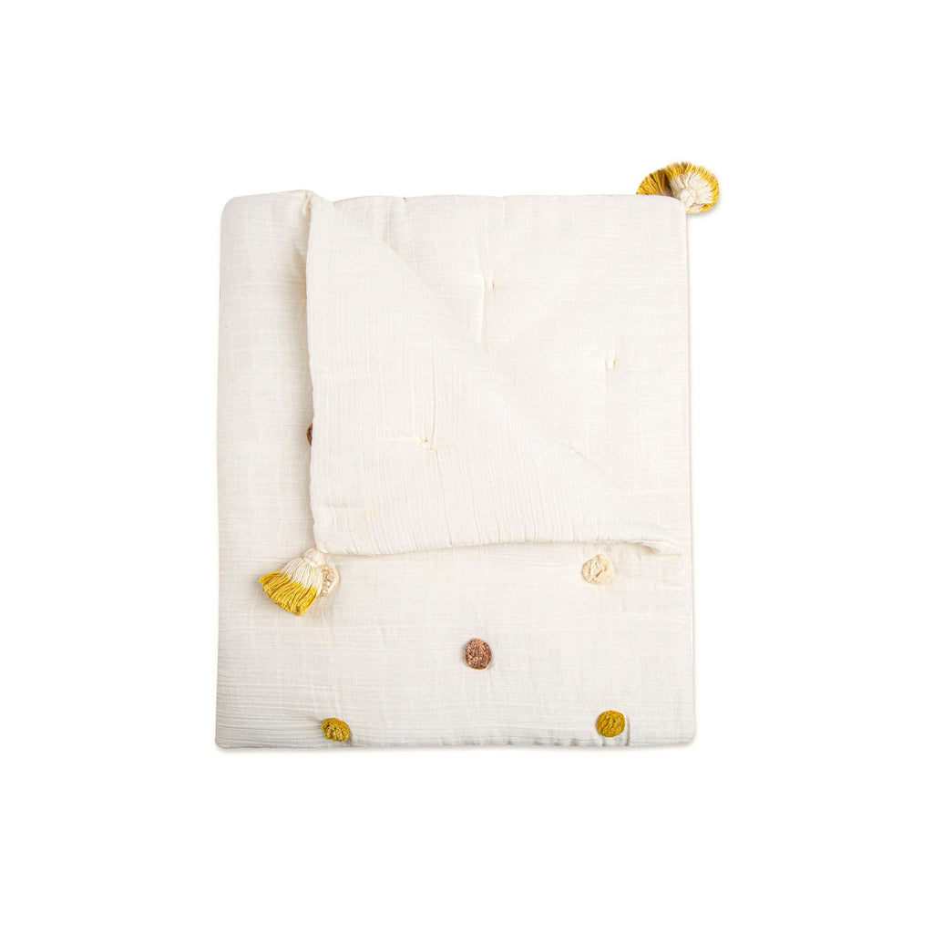 Crane Baby Pom Pom Quilted Blanket - Kendi