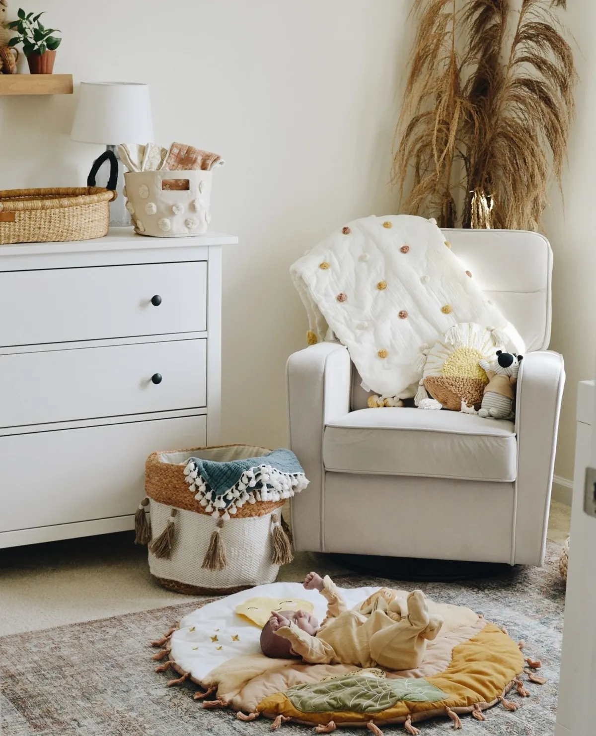 Crane Baby Pom Pom Quilted Blanket - Kendi