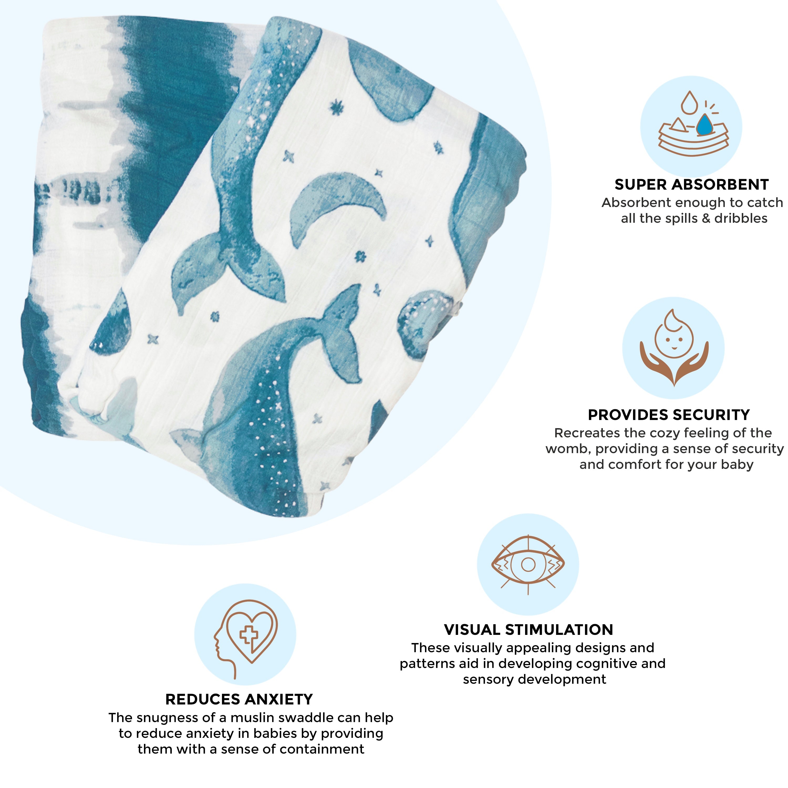 Crane Baby Muslin Swaddle Set - Caspian Whale & Tie-Dye
