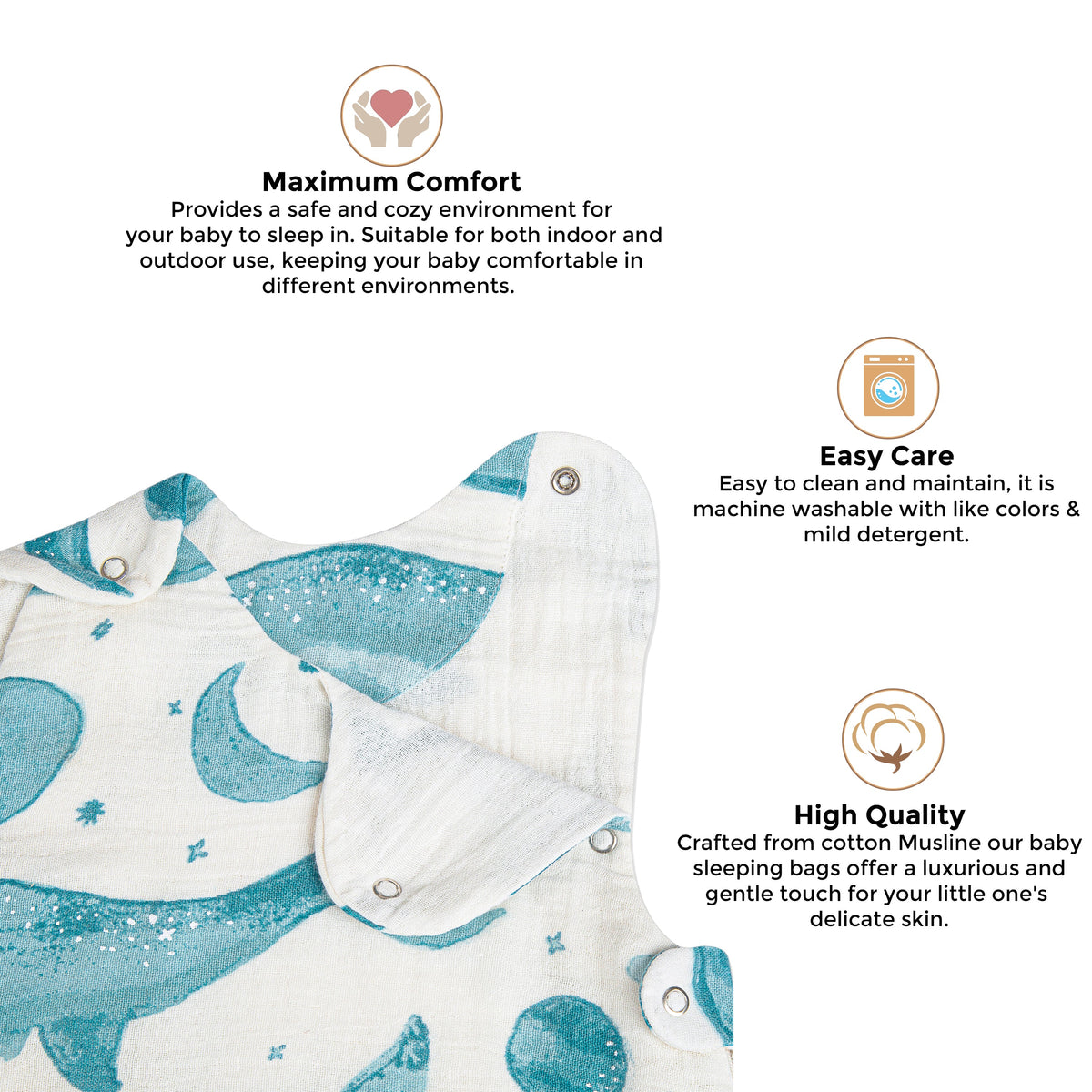 Crane Baby Sleeping Bag - Caspian Whale (Muslin 0-9mo.)