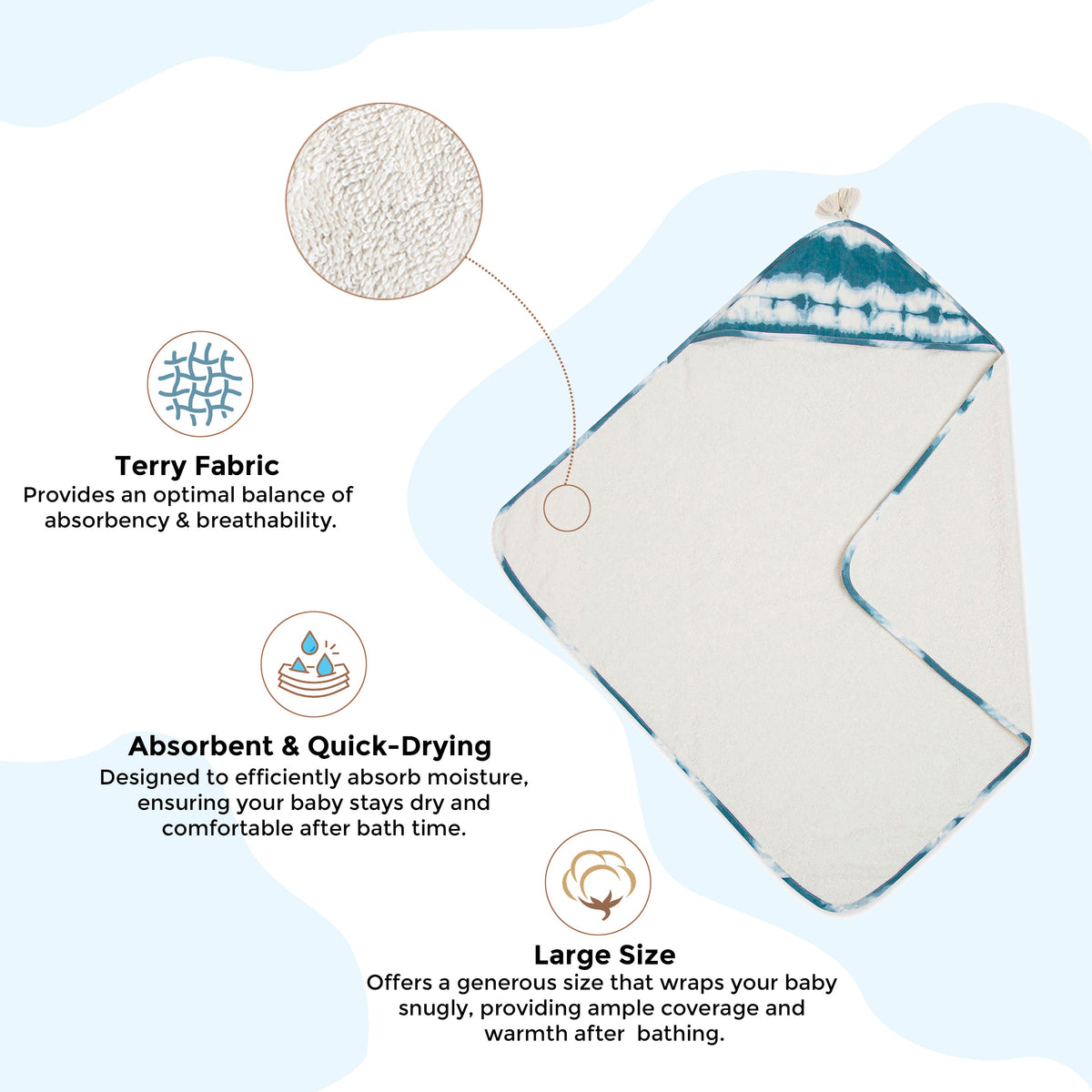 Crane Baby Hooded Towel - Caspian Tie-Dye