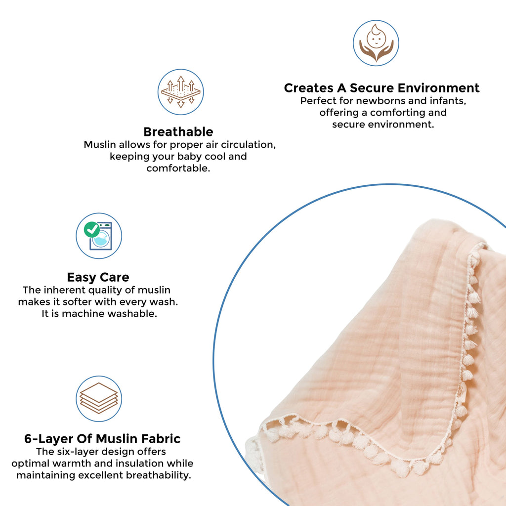 Crane Baby 6 Layer Muslin Blanket - Desert Rose