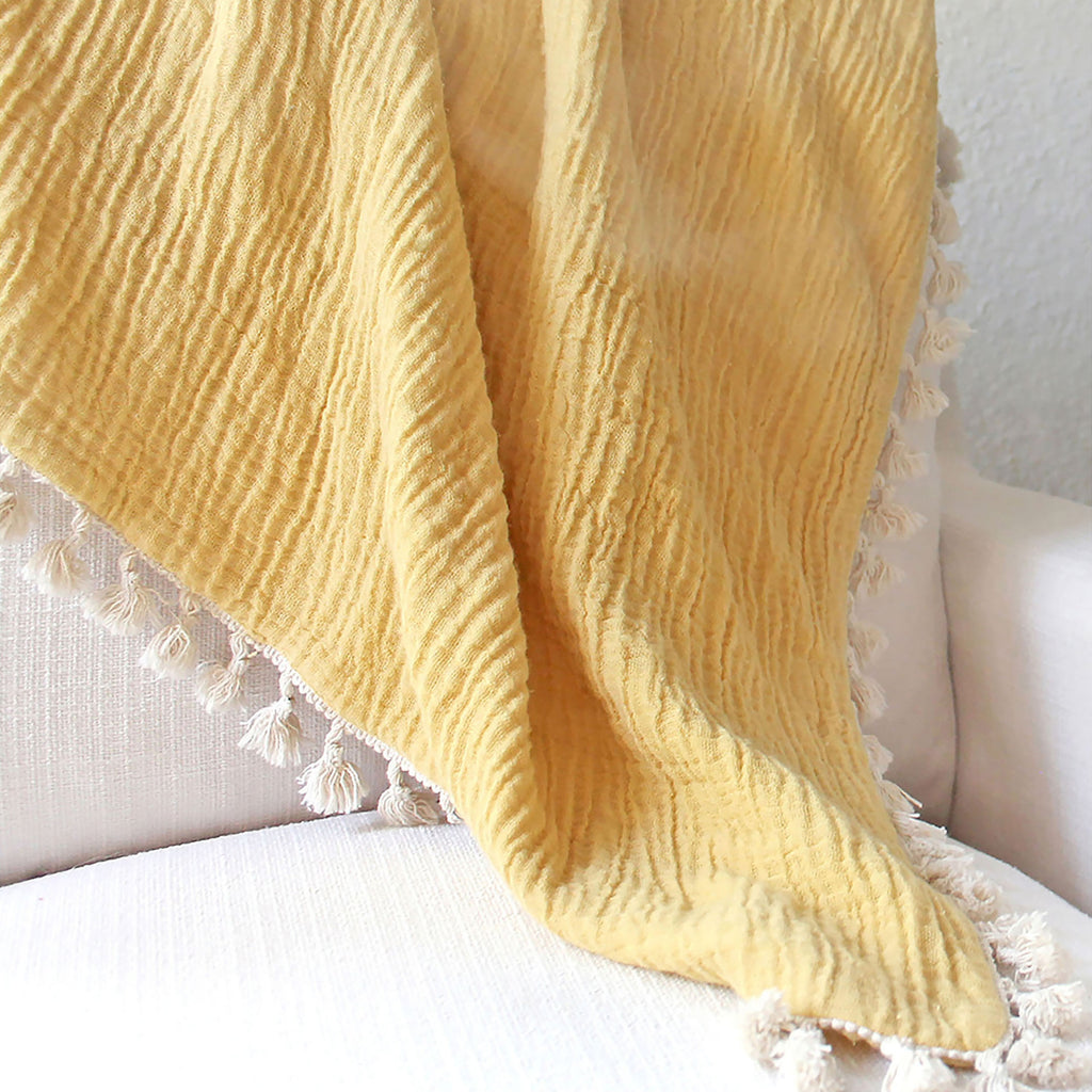 Crane Baby 6 Layer Muslin Blanket  - Ochre