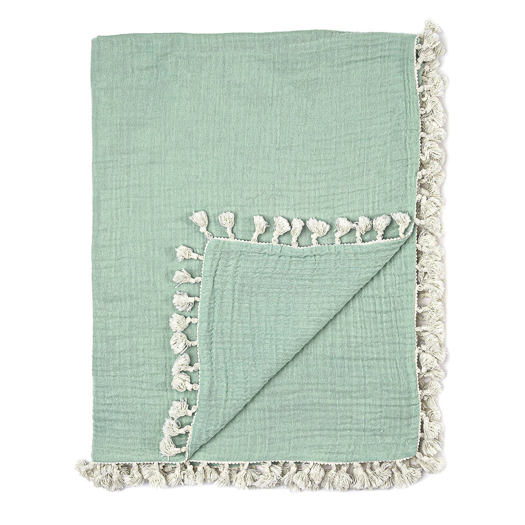 Crane Baby 6 Layer Muslin Blanket - Evergreen
