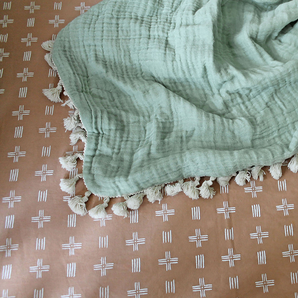 Crane Baby 6 Layer Muslin Blanket - Evergreen