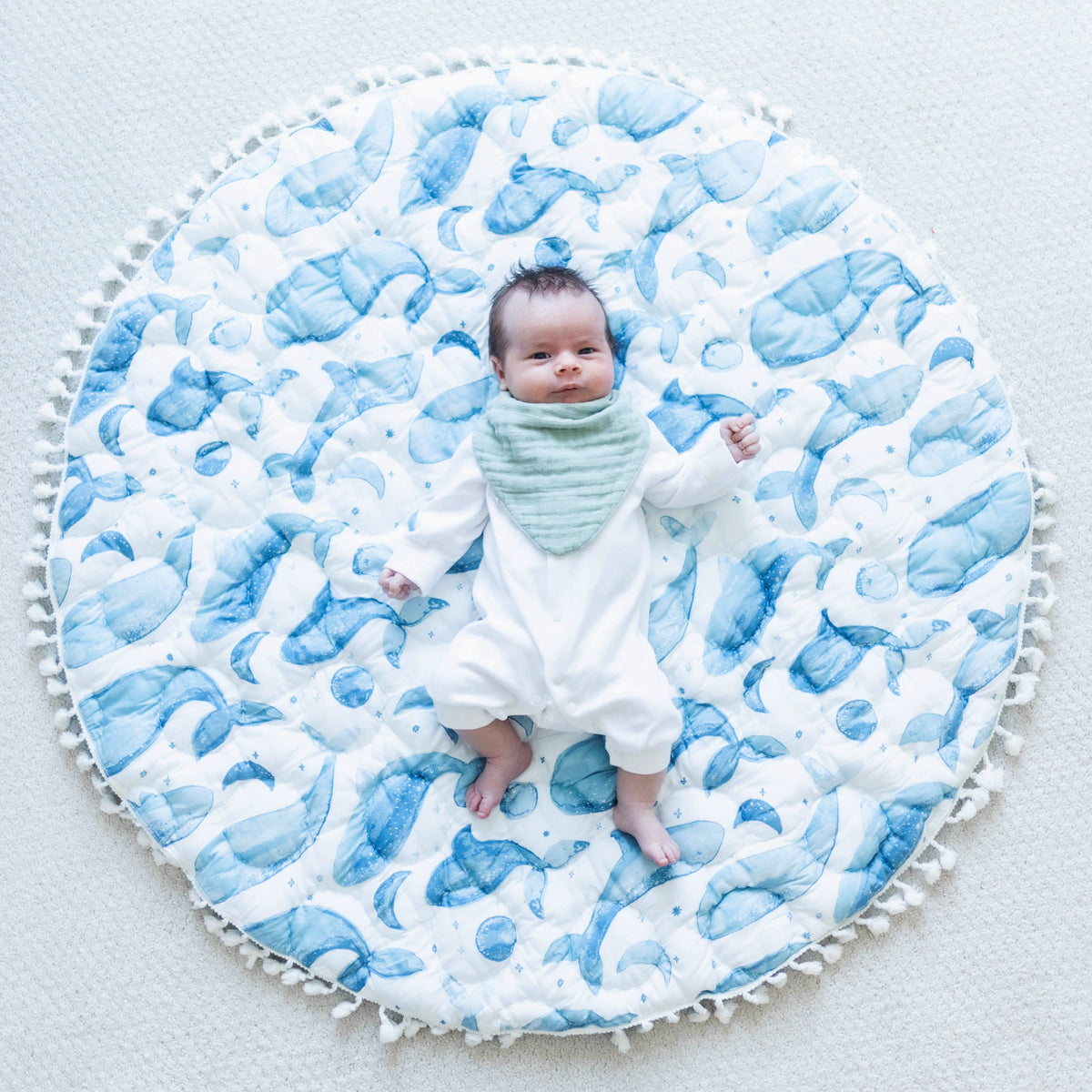 Crane Baby Bandana Bib Set - River Blue