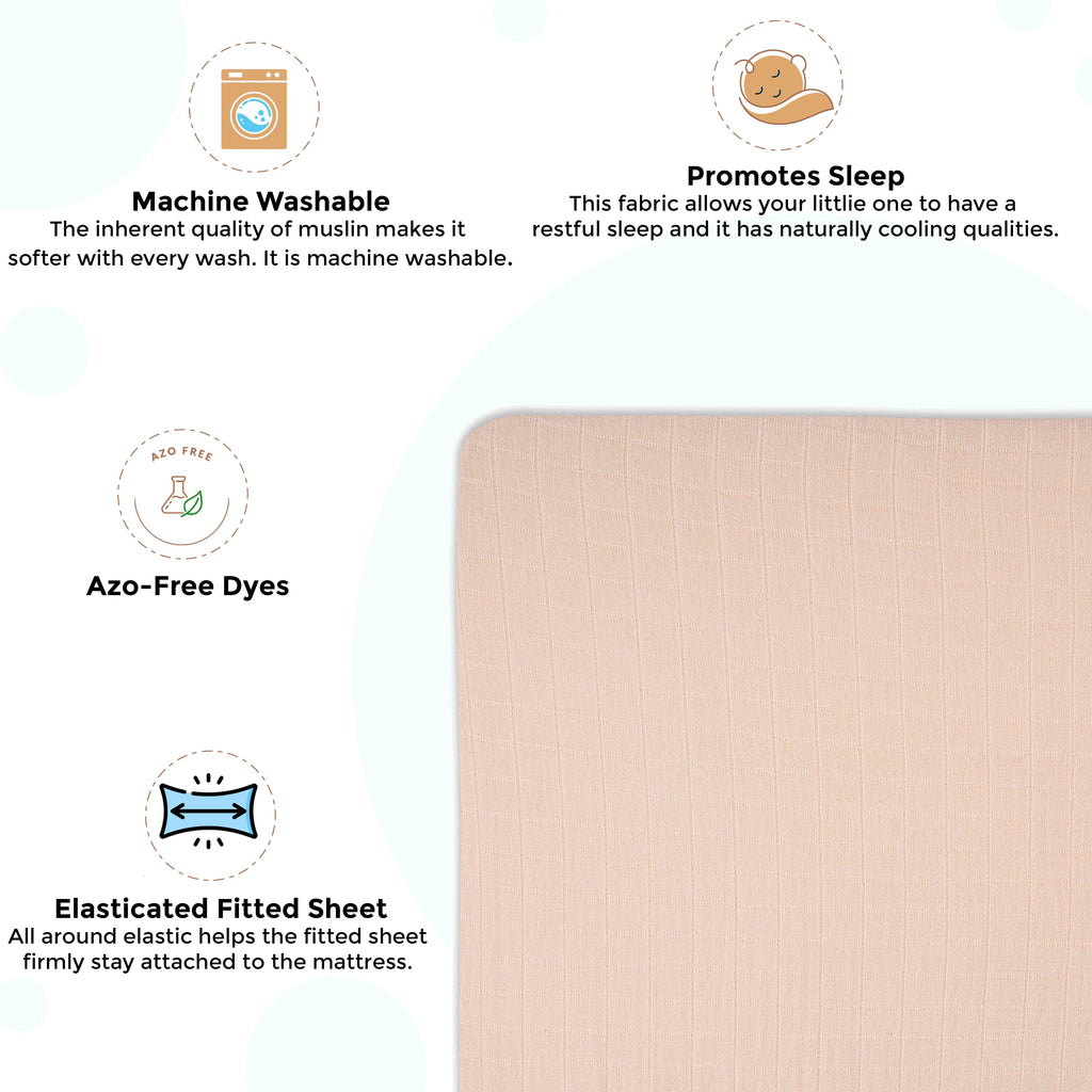 Crane Baby Crib Fitted Sheet - Muslin Desert Rose