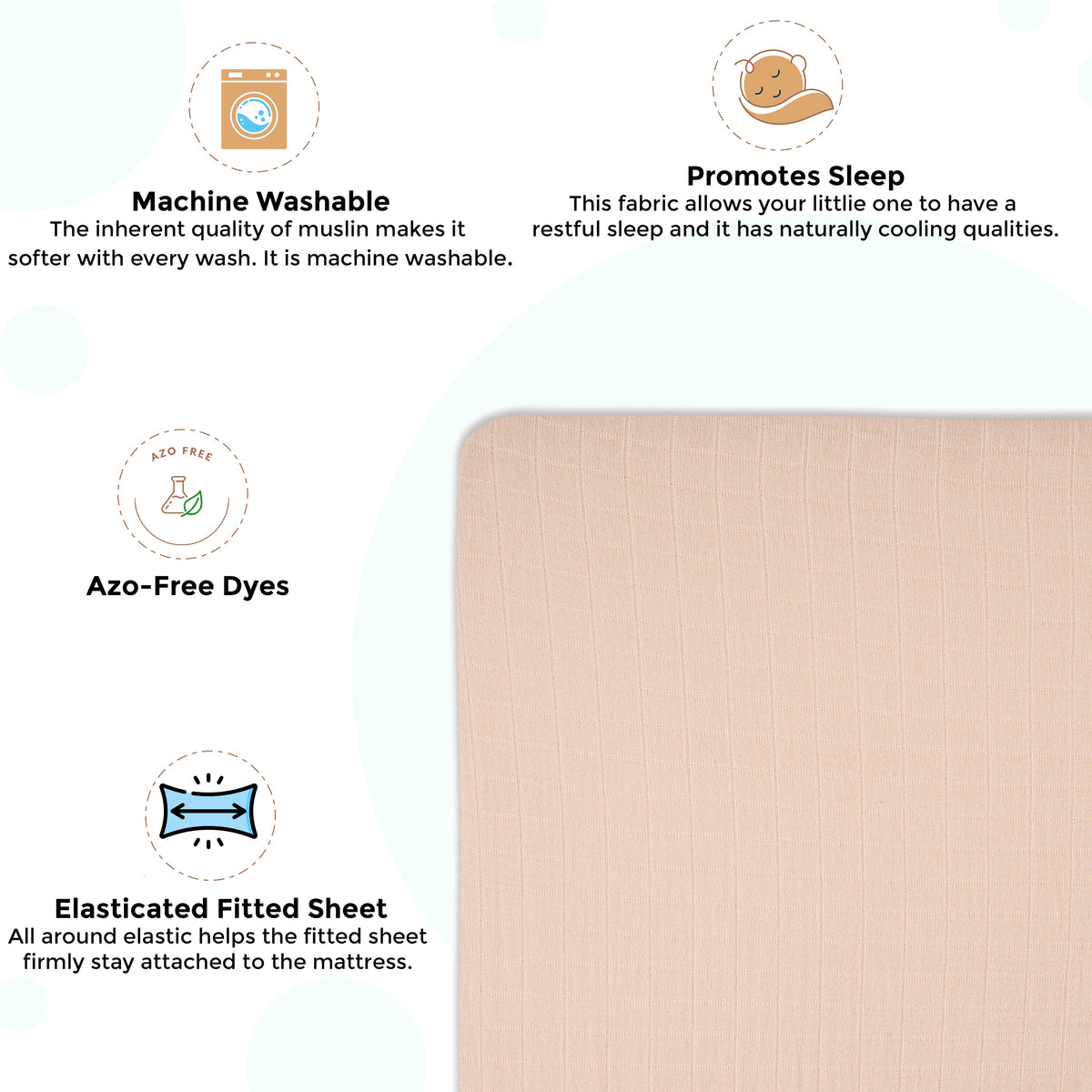 Crane Baby Crib Fitted Sheet - Muslin Desert Rose