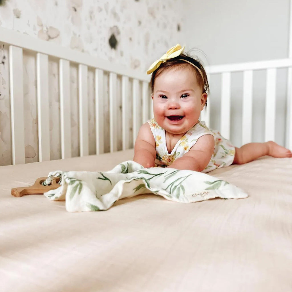 Crane Baby Crib Fitted Sheet - Muslin Desert Rose