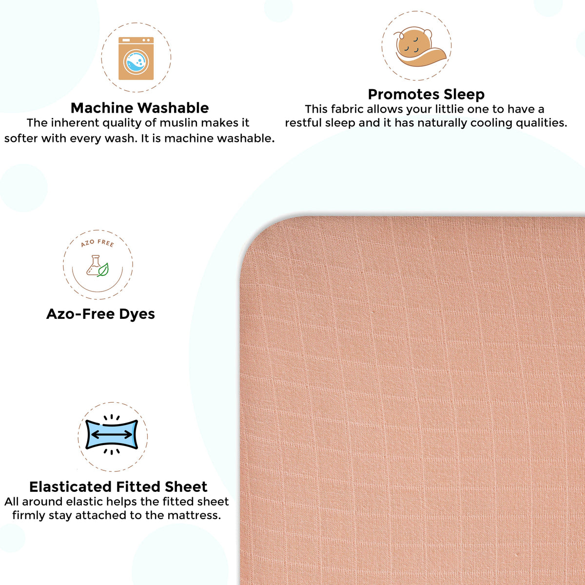 Crane Baby Crib Fitted Sheet - Muslin Copper