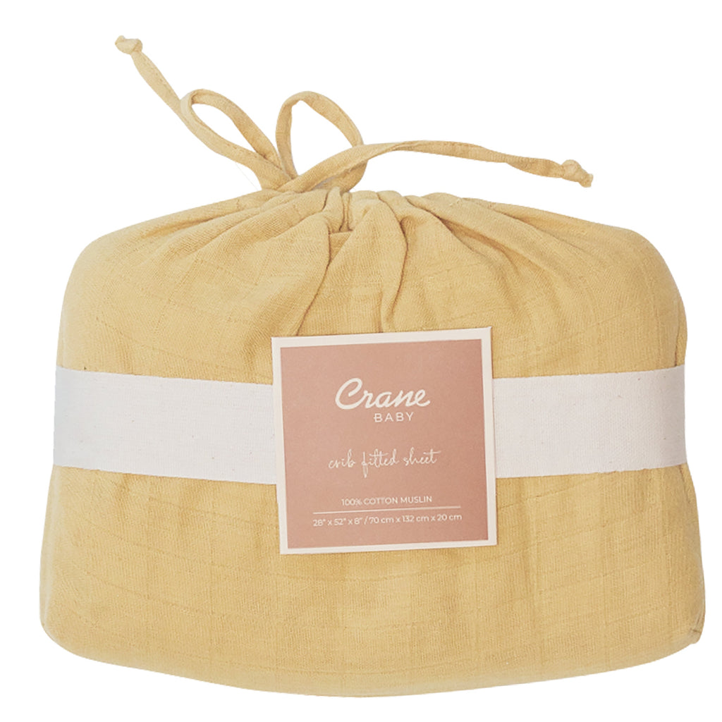 Crane Baby Crib Fitted Sheet - Muslin Ochre